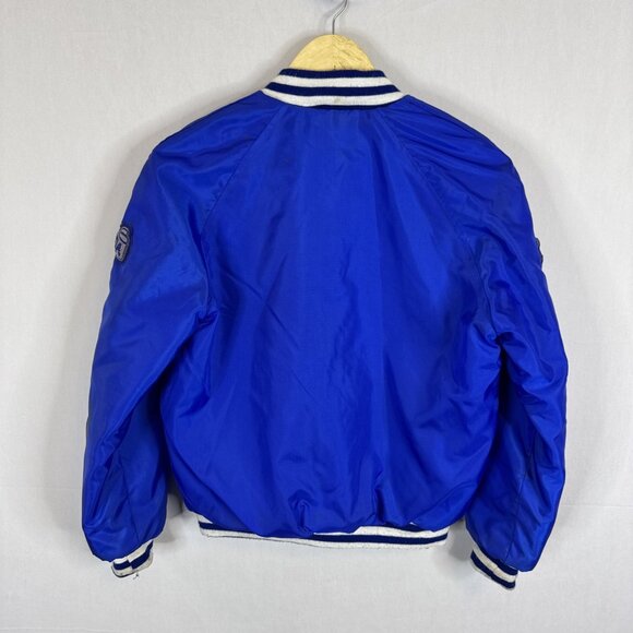 Vintage Women’s 34 Varsity Tiger Bomber Jacket Blue Satin Preppy Cheerleader 70s - Picture 5 of 7